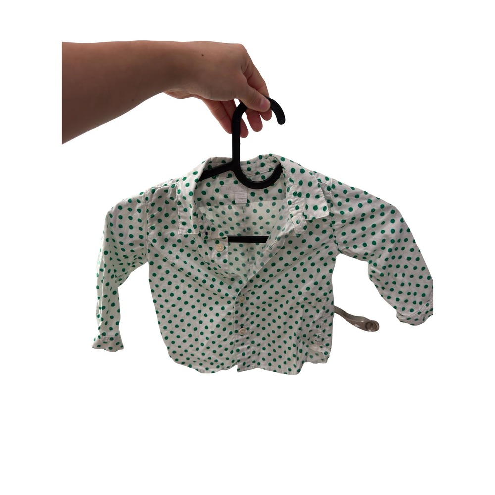 Burberry Children Boys Green Polka Dot Button Down Shirt White 12M 80cm 8004907